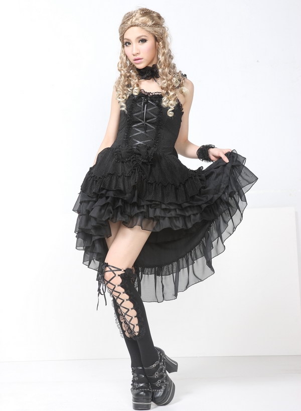 Black High-Low Gothic Lolita Dress