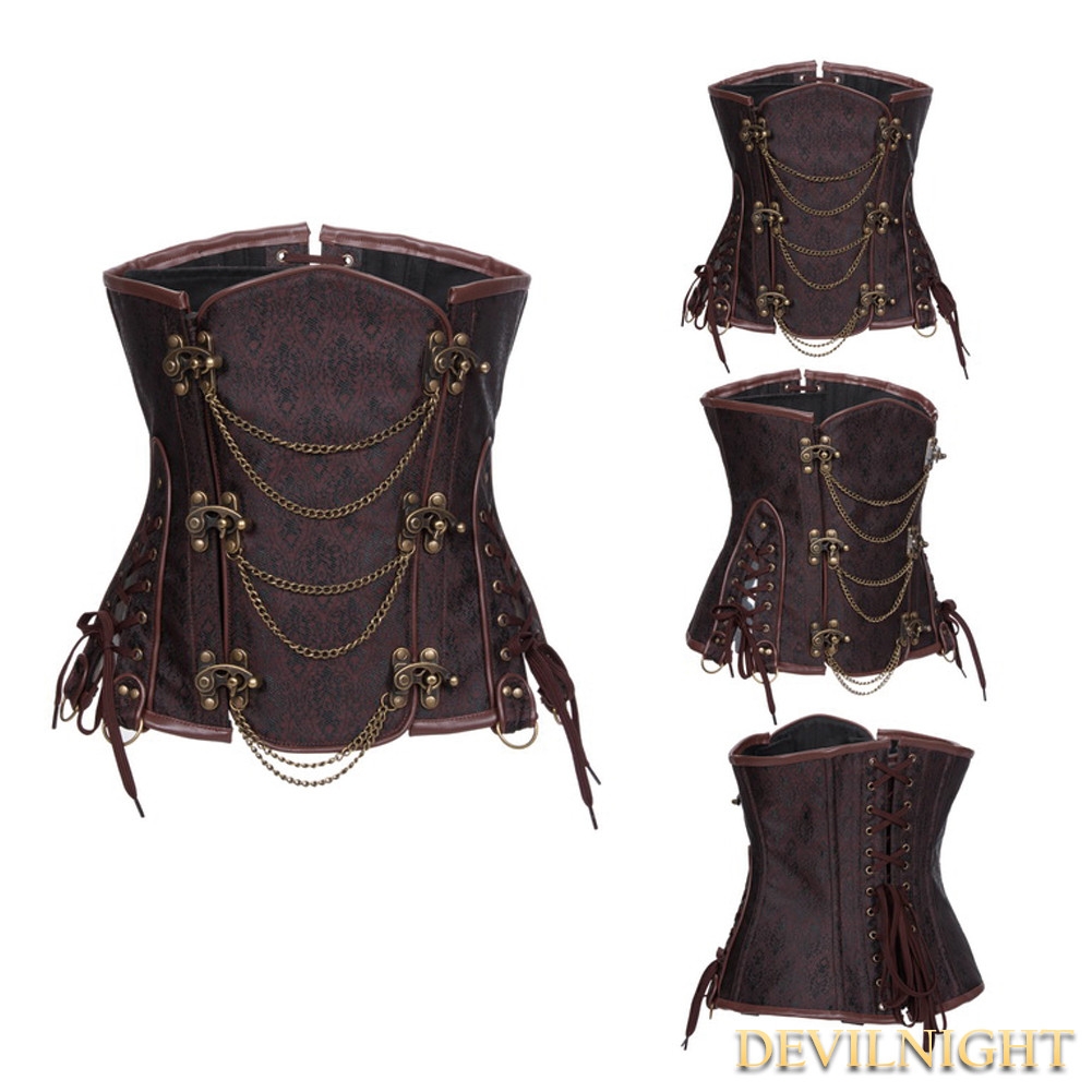 Brown Brocade Underbust Steampunk Corset