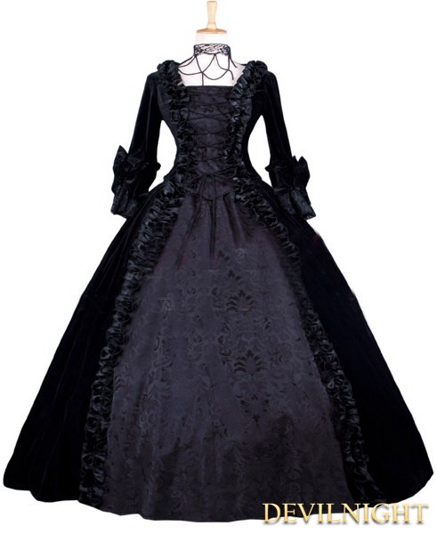 Black Velvet Gothic Victorian Ball Gowns