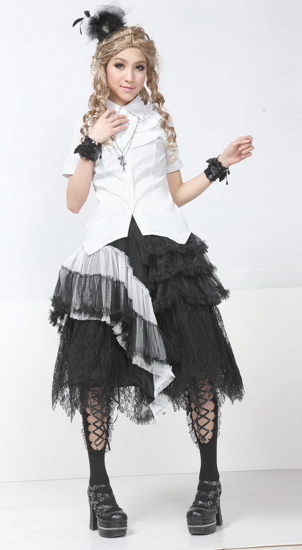 Black and White Romantic Gothic Skirt