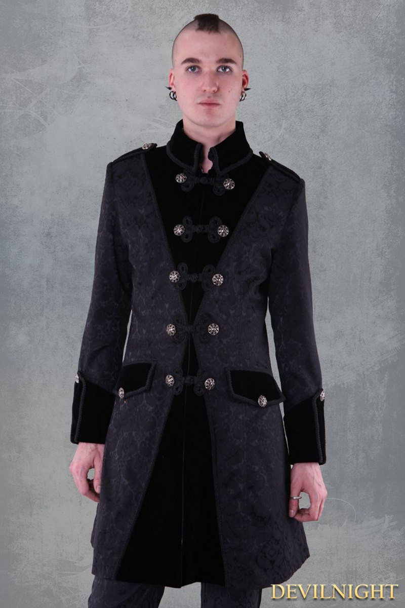 Black Pattern Winter Gothic Coat for Men