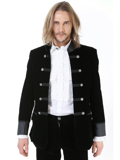 Black Double-Breasted Gothic Jacket for Men - Devilnight.co.uk