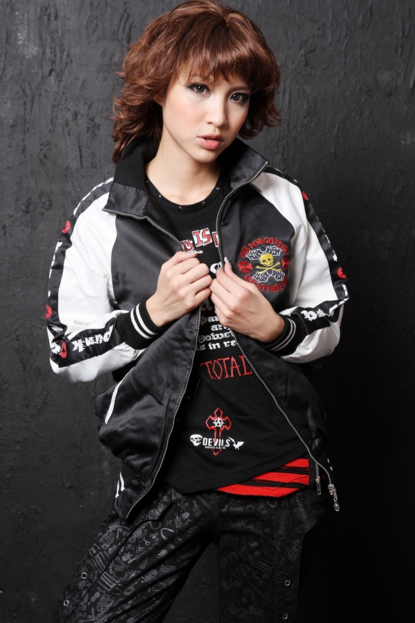 Black Crossbones Pattern Punk Jacket for Women