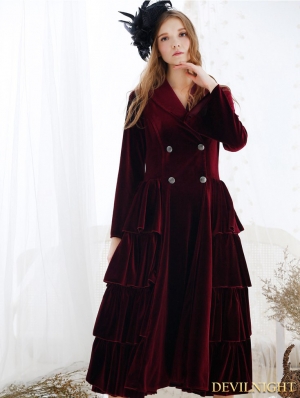 Wine Red Velvet Vintage Medieval Chemise Dress Outfit