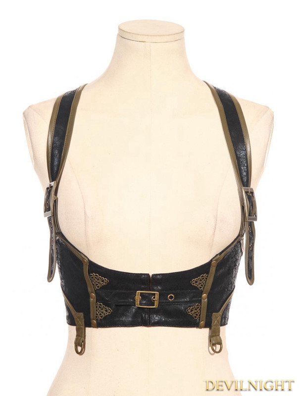 Black Steampunk Leather Underbust Harness