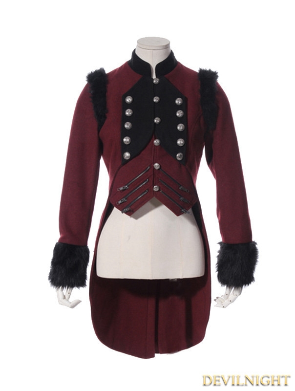 Red Swallow Tail Gothic Coat for Women