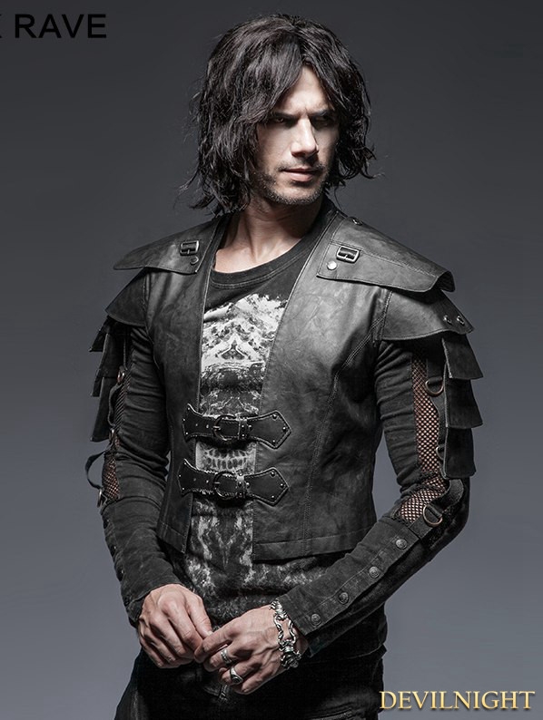 Black Gothic Armor Warrior Short Jacket for Men