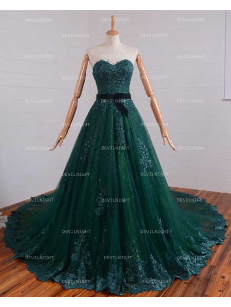 green gothic wedding dresses