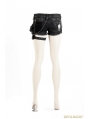 Black Gothic Punk Elastic Wash Water Denim Shorts