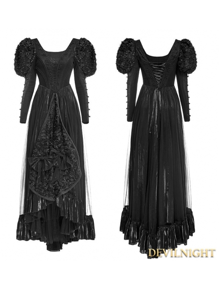 Black Big Swing Gothic Long Dress - Devilnight.co.uk