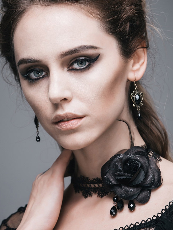 Black Rose Romantic Gothic Necklace for Women