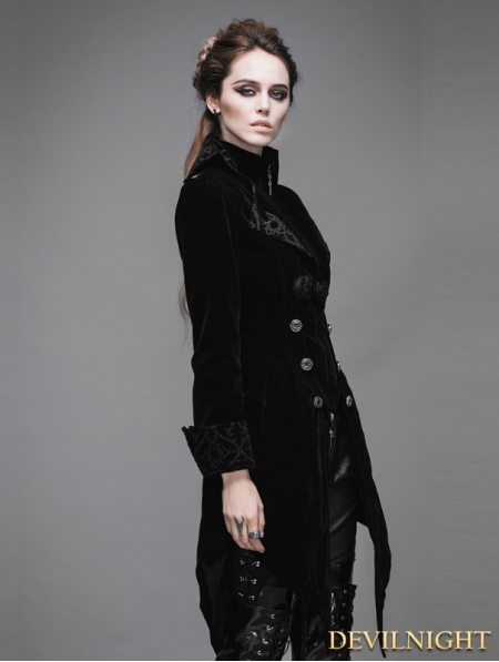 Black Vintage Gothic Swallow Tail Jacket for Women - Devilnight.co.uk