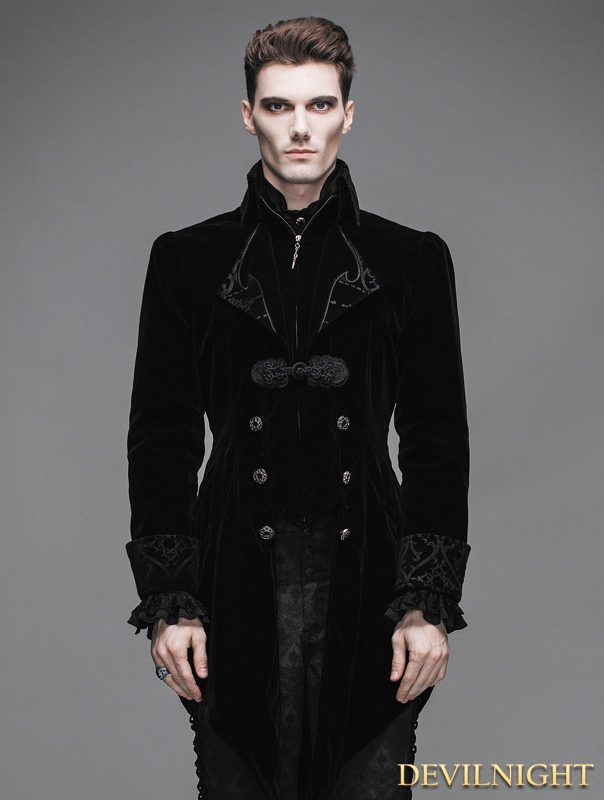 Black Vintage Gothic Swallow Tail Jacket for Men