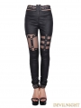 Devil Fashion Black Asymmetric Design Gothic Legging for Women