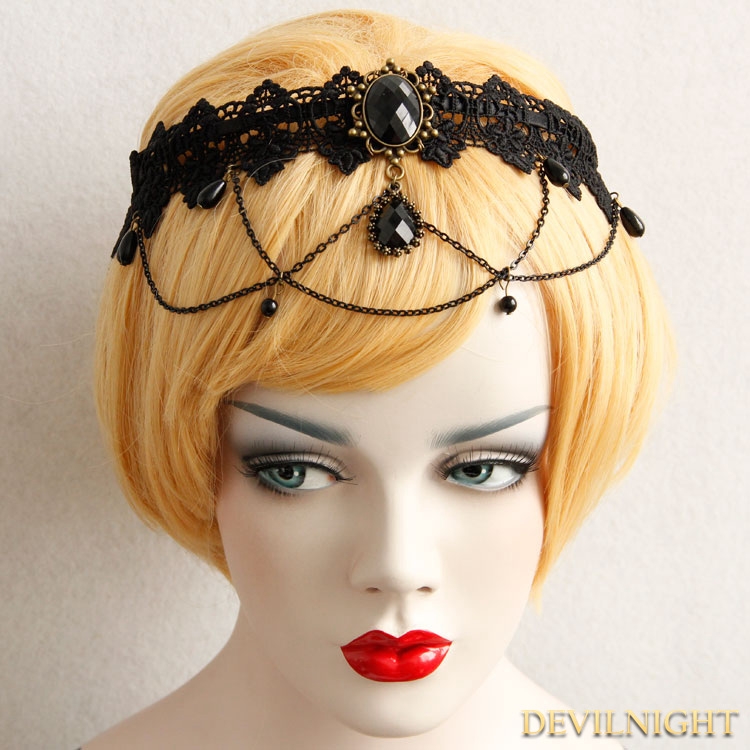 Black Gothic Dark Lace Party Headdress