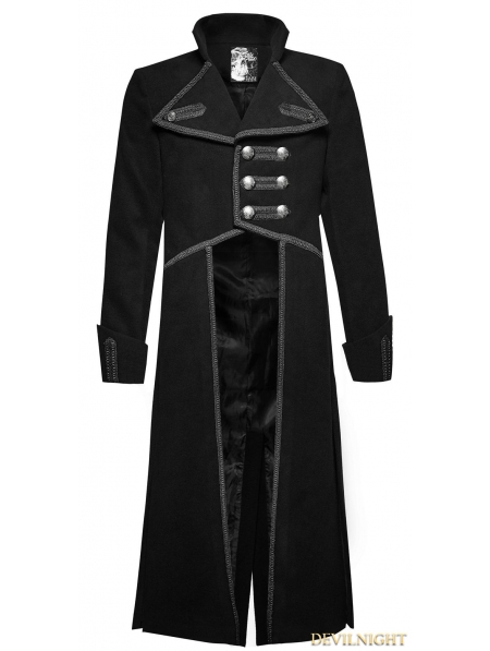 Black Military Unifrom Long Coat for Men - Devilnight.co.uk