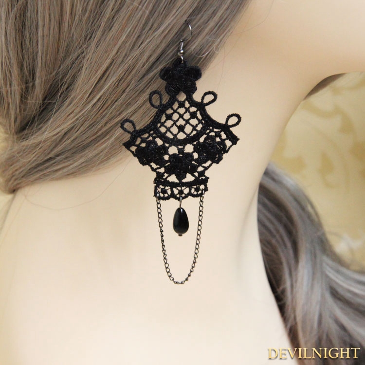 Black Gothic Lace Earring