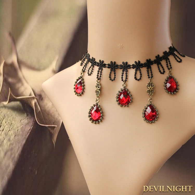 Black and Red Elegant Wedding Ruby Necklace