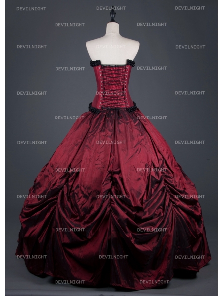Red Gothic Corset Long Prom Ball Gowns - Devilnight.co.uk