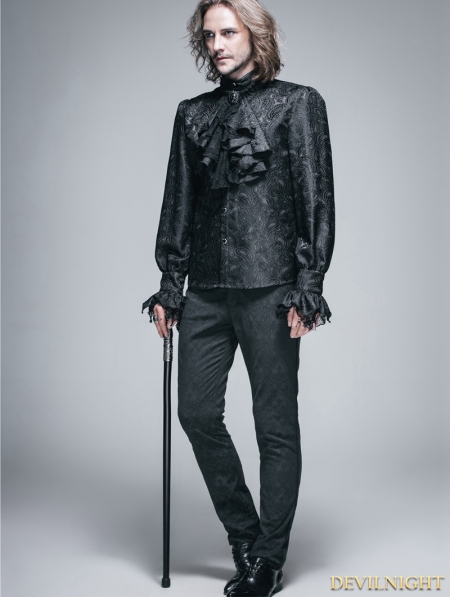 Black Palace Style Men's Gothic Blouse with Removable Tie - Devilnight ...