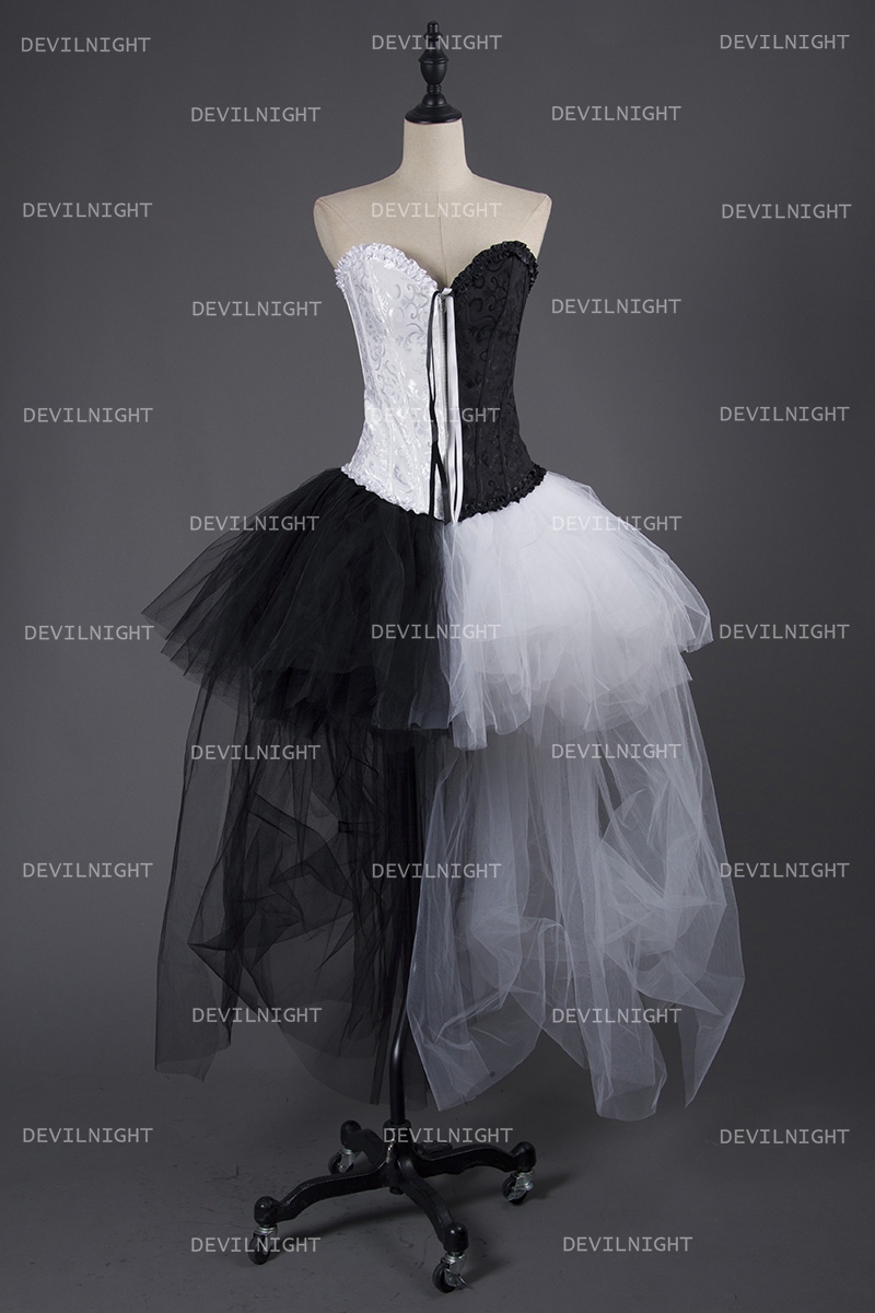 Black and White Alternative Gothic Punk Corset Prom Party Dress 