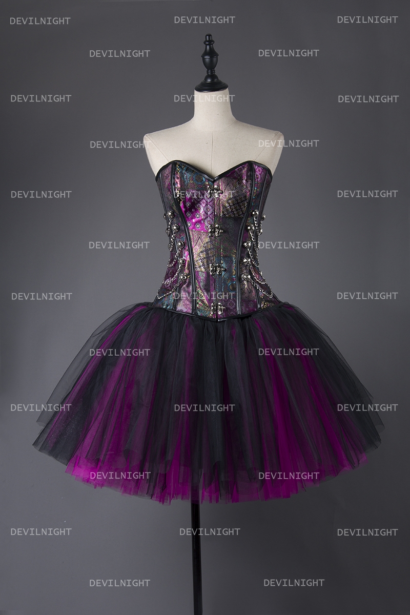 Steampunk Style Gothic Short Burlesque Corset Prom Party Dress