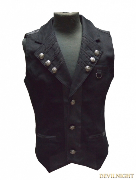 Black Gothic Military Style Vest For Men - Devilnight.co.uk
