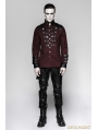 Red Gothic Loop Military Uniform Long Sleeve Shirt for Men