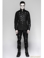 Black Gothic Loop Military Uniform Long Sleeve Shirt for Men