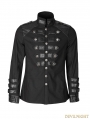 Black Gothic Loop Military Uniform Long Sleeve Shirt for Men