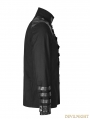 Black Gothic Loop Military Uniform Long Sleeve Shirt for Men