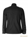 Black Gothic Loop Military Uniform Long Sleeve Shirt for Men