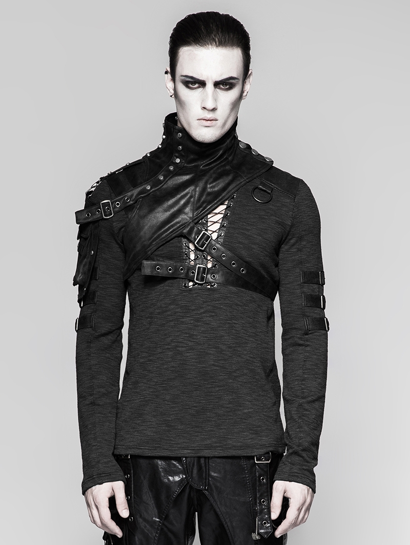 Black Mechanical Steampunk Armor Short Jacket for Men