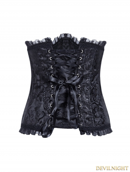 Black Gothic Vintage Pattern Underbust Corset - Devilnight.co.uk