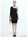 Black Gothic Elegant One-Shoulder Dress