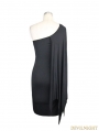 Black Gothic Elegant One-Shoulder Dress