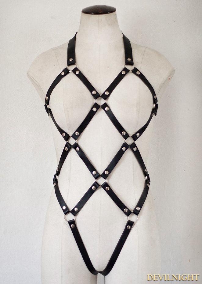 Gothic Sexy Leather Body Bondage Cage Harness