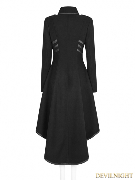 Black Gothic Military Uniform Worsted Long Coat for Women - Devilnight ...