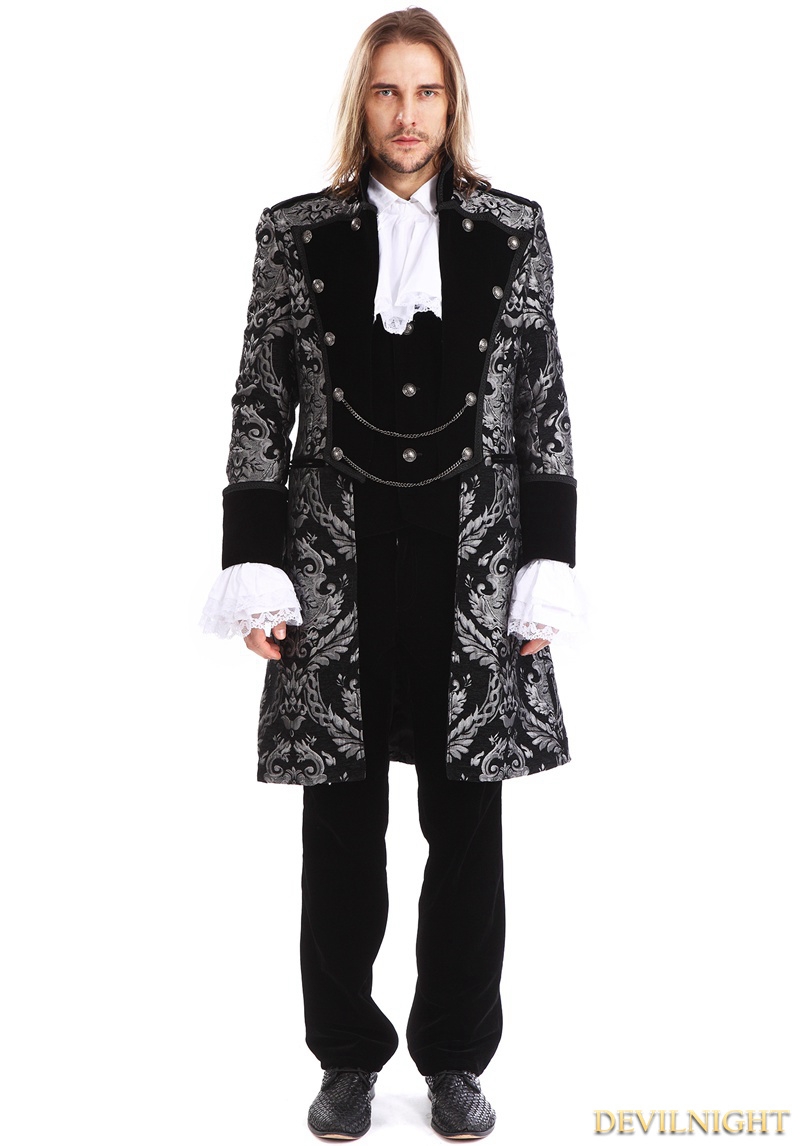 Sliver Printing Pattern Gothic Swallow Tail Jacket for Men