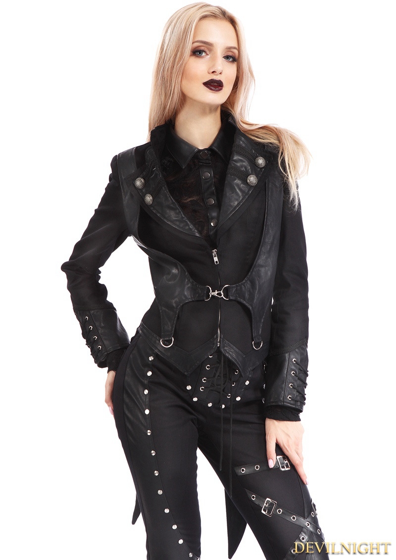 Black Gothic Punk Rock Short Jacket for Women