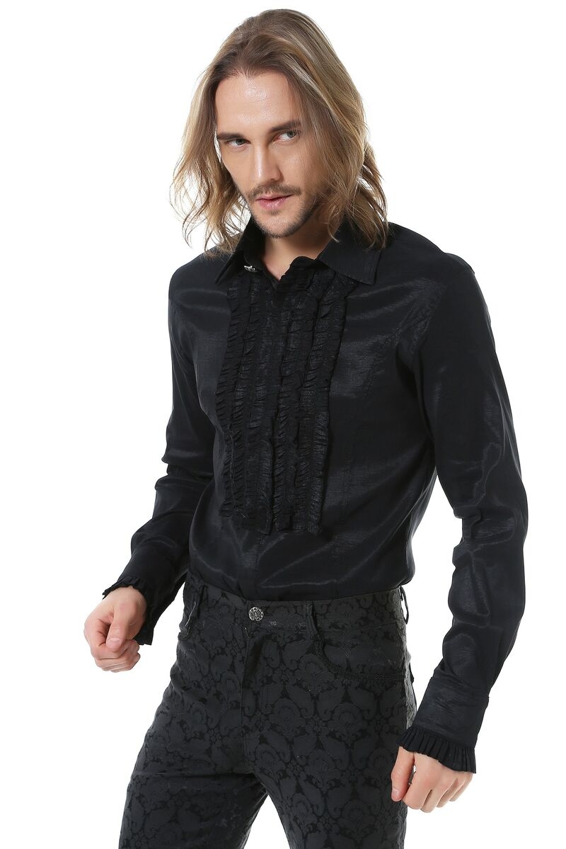 Black Long Sleeves Gothic Blouse for Men