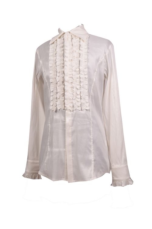 White Long Sleeves Gothic Blouse for Men