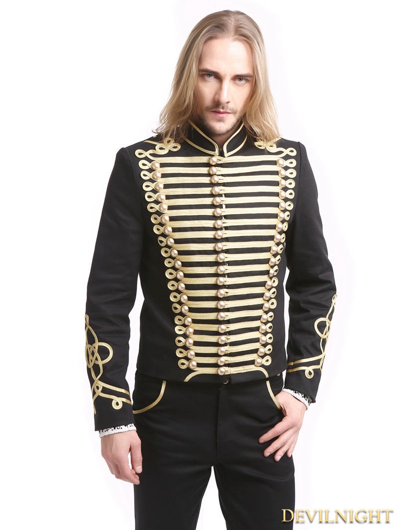 Black Gold Vintage Gothic Palace Style Short Jacket for Men