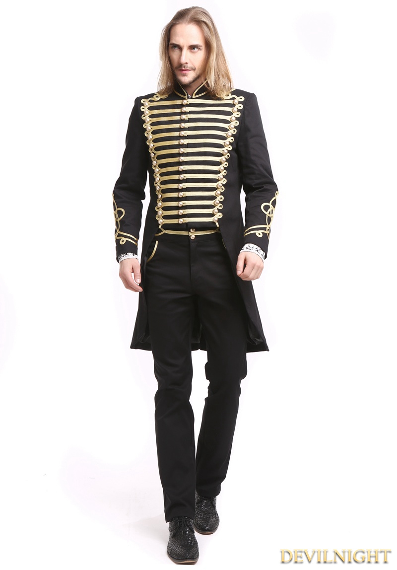 Black Gothic Vintage Palace Style Swallow Tail Coat for Men