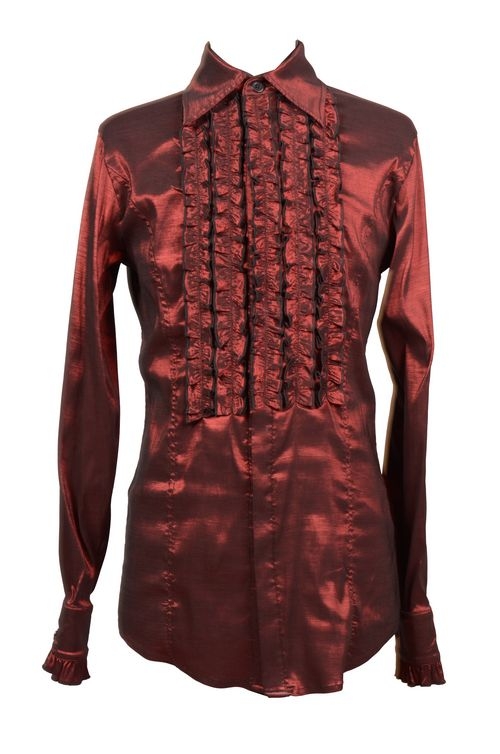 Red Long Sleeves Gothic Blouse for Men