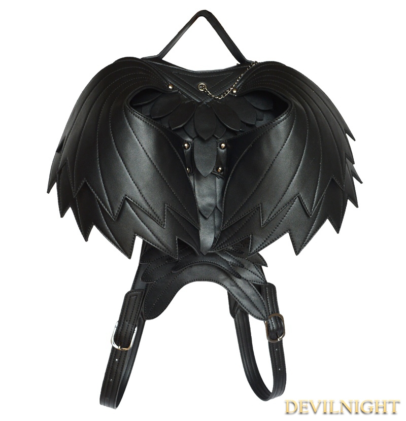 Black Gothic Angel Devil Lace Daypack Girl Heart Shoulder Bag