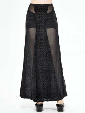 Black Gothic Sexy Cross Long Skirt for Women