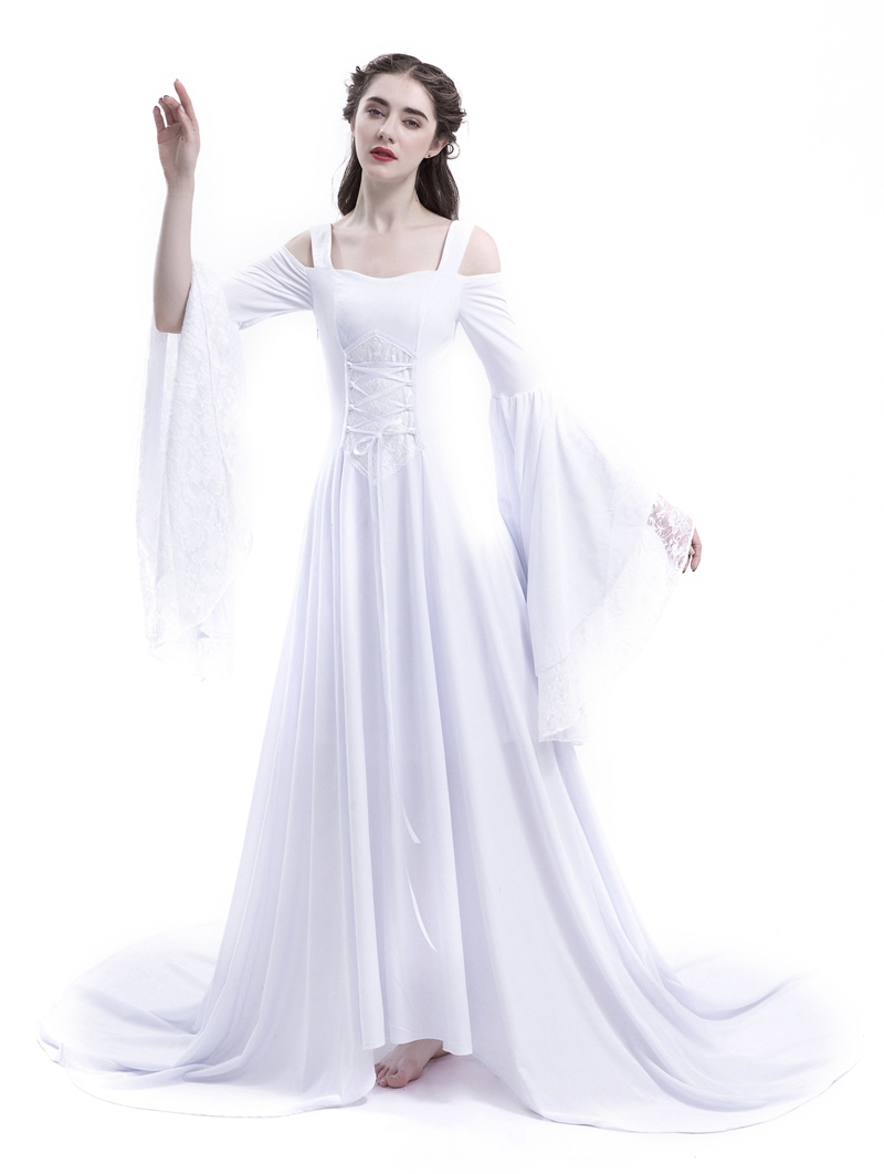 White Renaissance Fairy Tale Medieval Wedding Dress