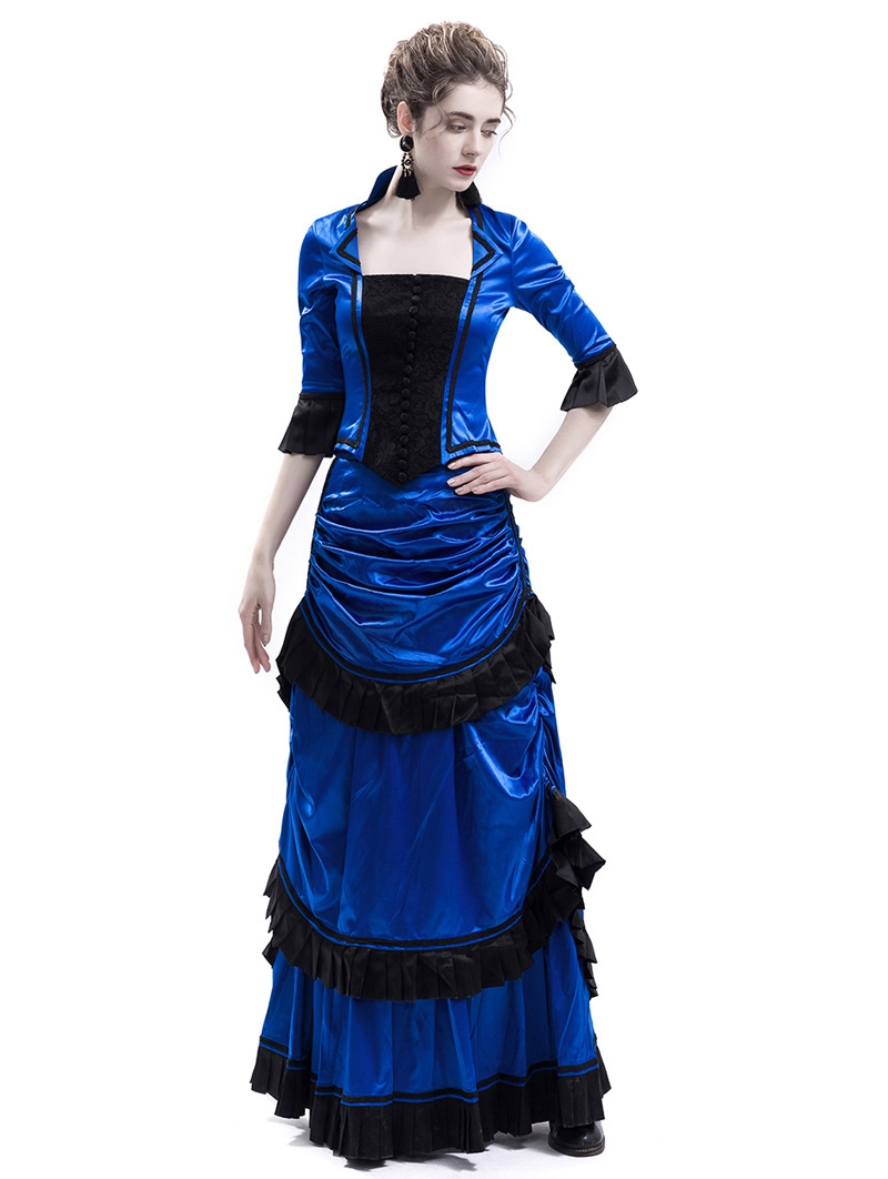 Blue Victorian Bustle Dress