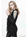 Black Gothic Sexy Deep V-Neck Lace Flower Shirt for Women